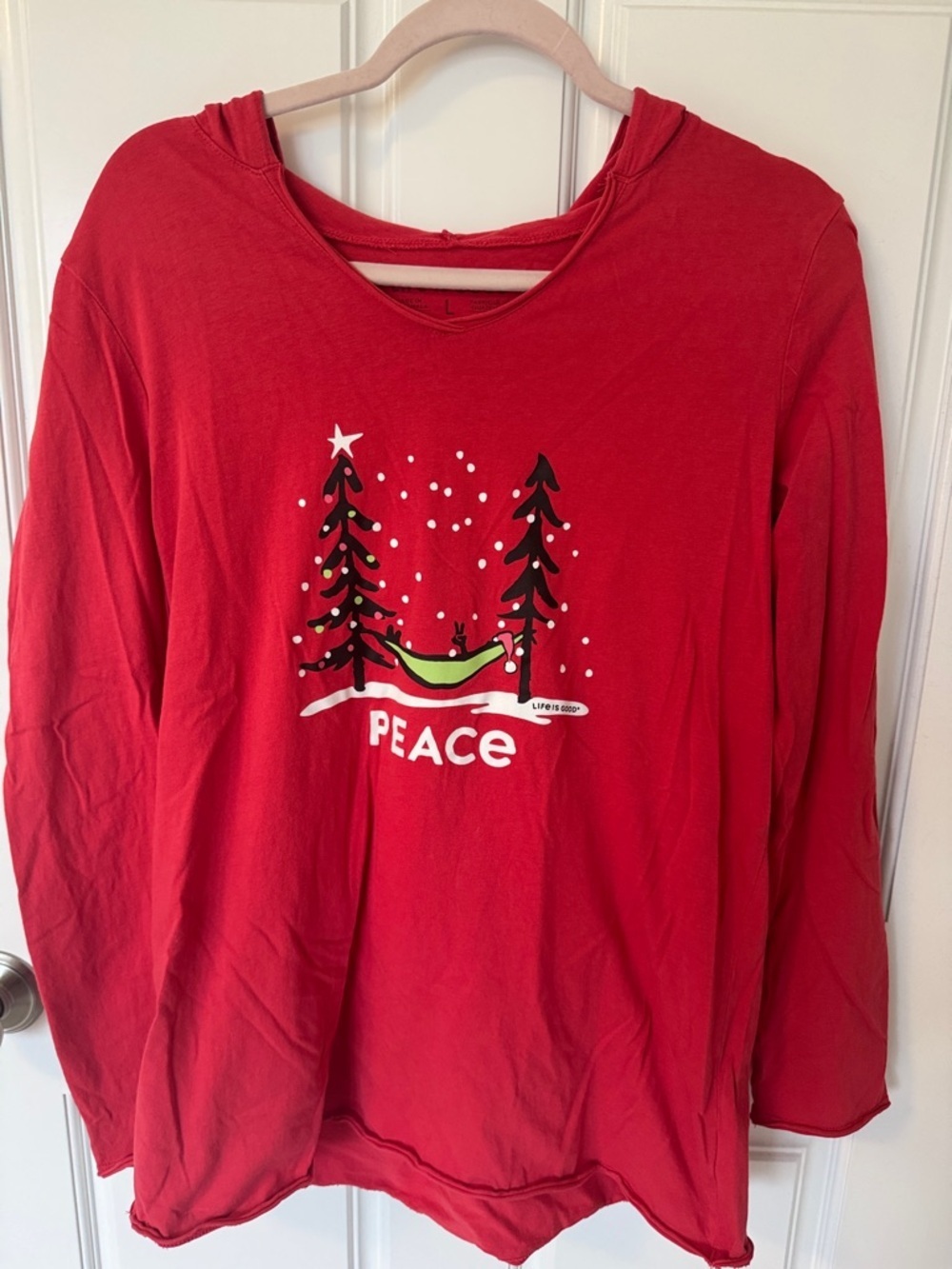 Life Is Good Red Holiday 'Peace' Graphic Hoodie Tee